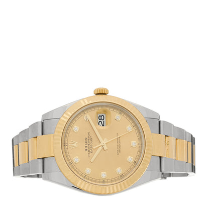 Rolex Stainless Steel 18K Yellow Gold Diamond 41mm Oyster Perpetual Datejust Watch Champagne 126333 2 of 4