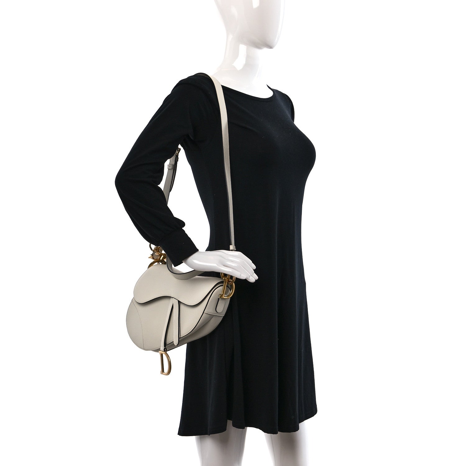 Christian Dior Grained Calfskin Saddle Bag With Strap Latte 2 of 13