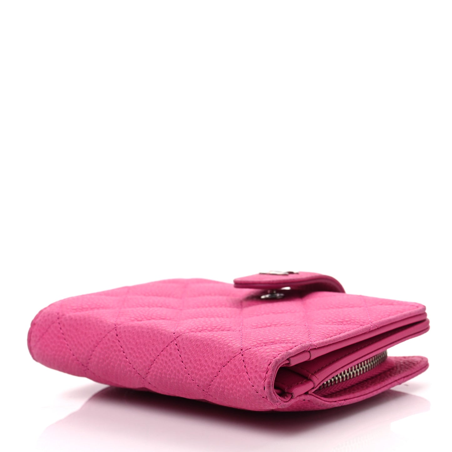 Caviar Quilted CC French Wallet Hot Pink
