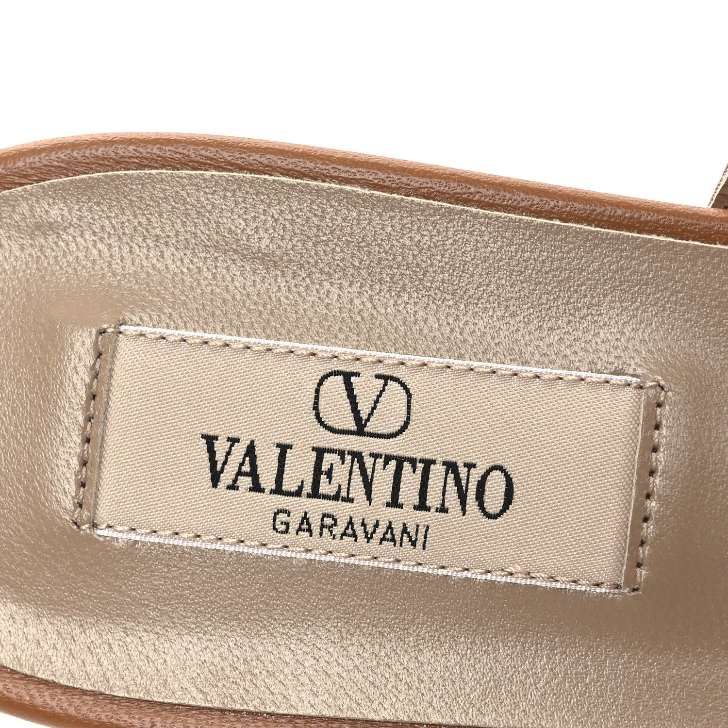 Valentino Garavani Nappa Rockstud Caged Flat Slide Sandals 38.5 Almond 9 of 11