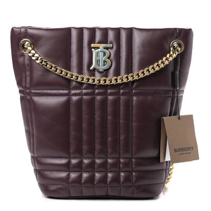 Burberry Lambskin Quilted Small Lola Bucket Bag Deep Maroon 1 of 7