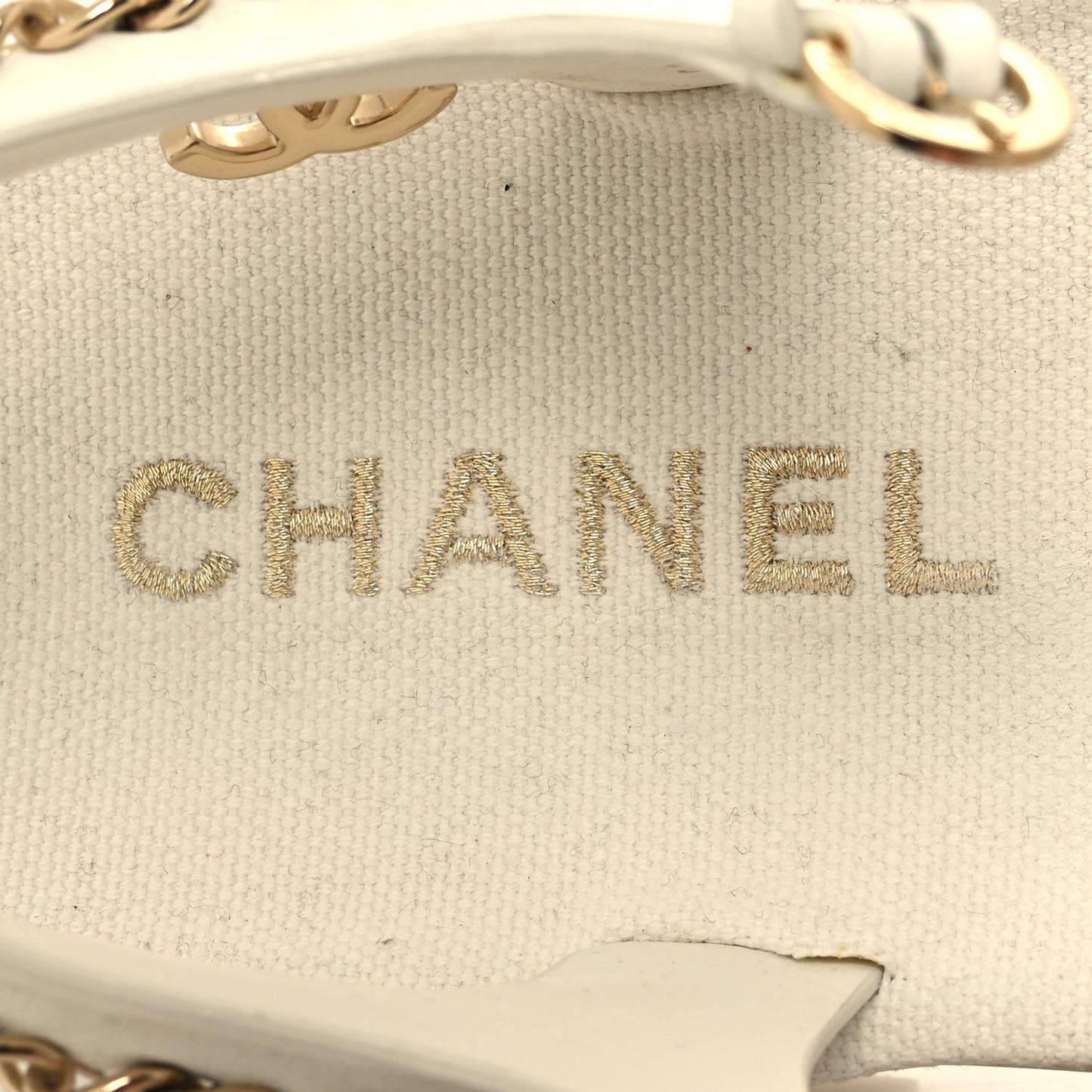 Calfskin Chain Platform Sandals 38 White