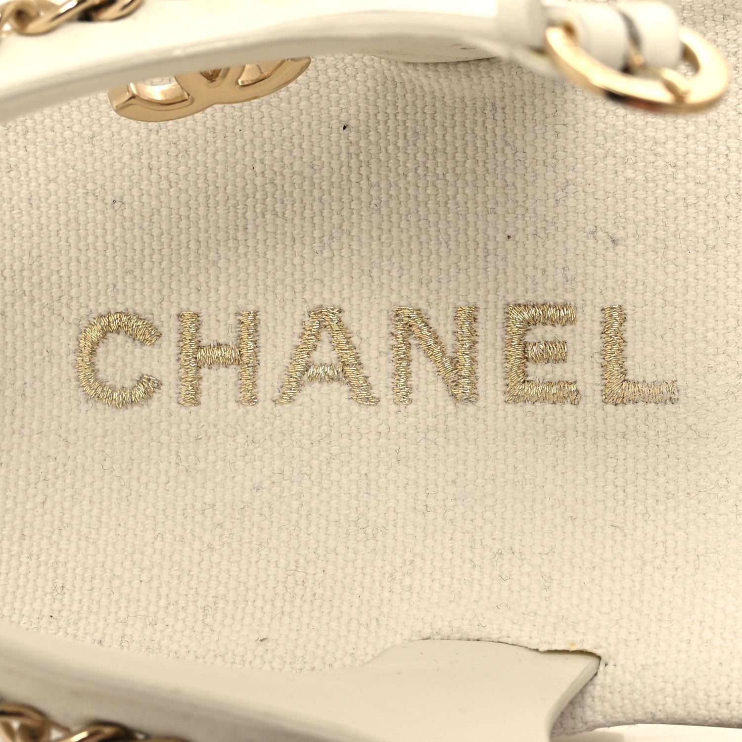 Chanel Calfskin Chain Platform Sandals 38 White 8 of 8