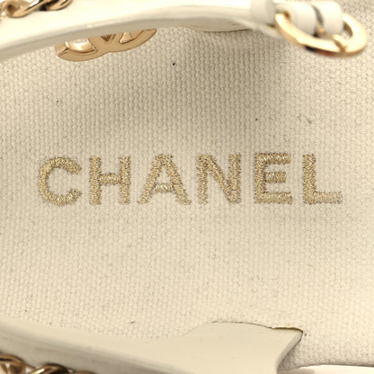 Chanel Calfskin Chain Platform Sandals 38 White 8 of 8