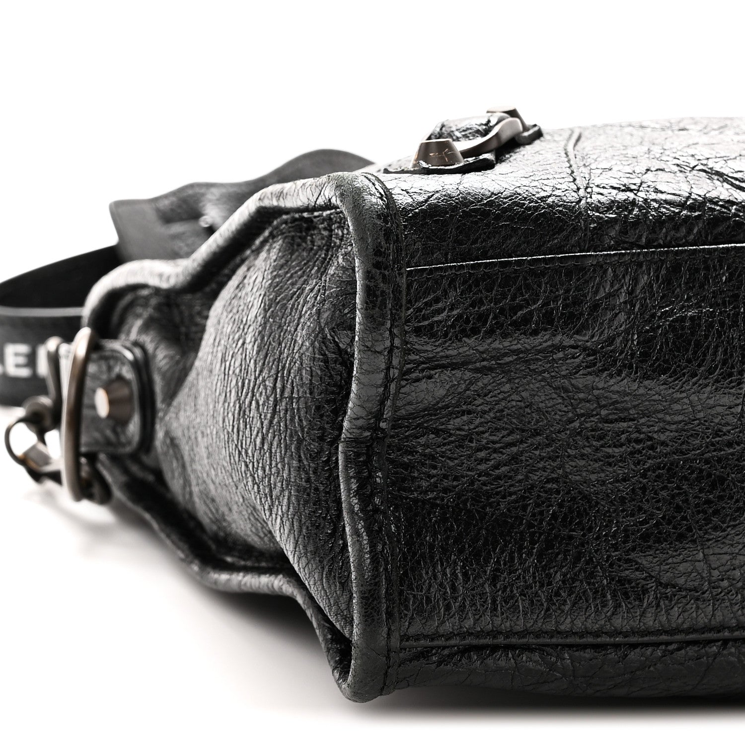 Balenciaga Agneau Classic Hardware S City Logo Strap  Black White 9 of 10