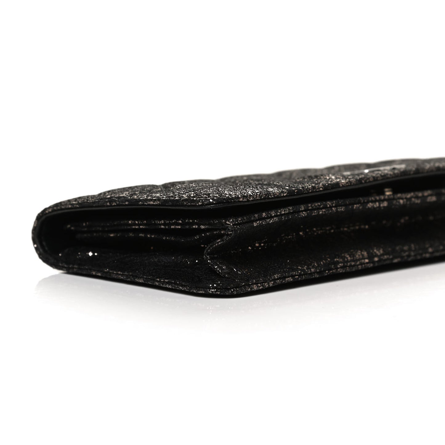 Metallic Tweed Quilted Clutch Black Dark Silver