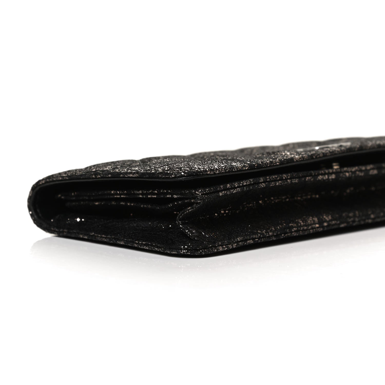Chanel Metallic Tweed Quilted Clutch Black Dark Silver 7 of 12