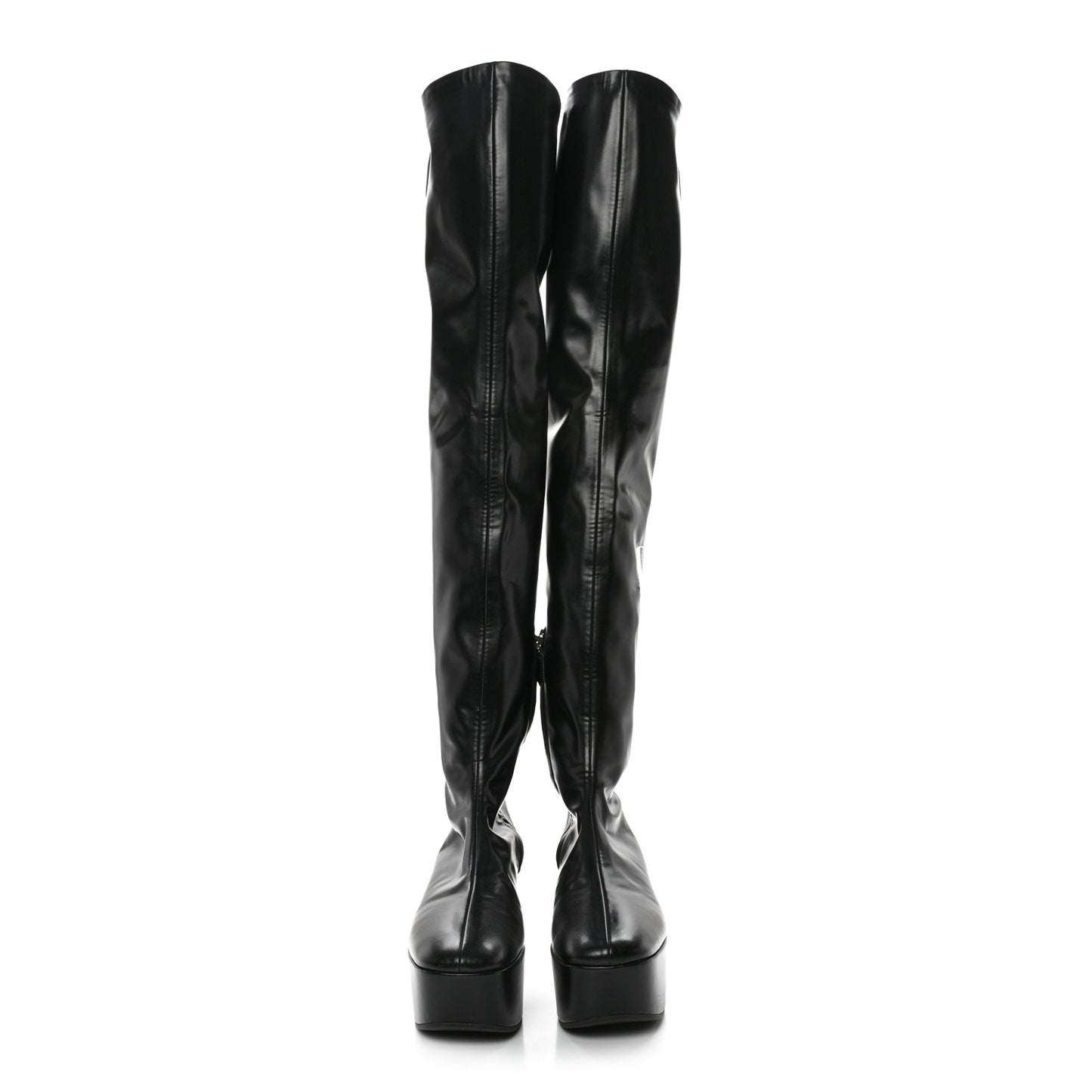 Nappa Tech Logo Over the Knee 70mm Platform Boots 38.5 Black