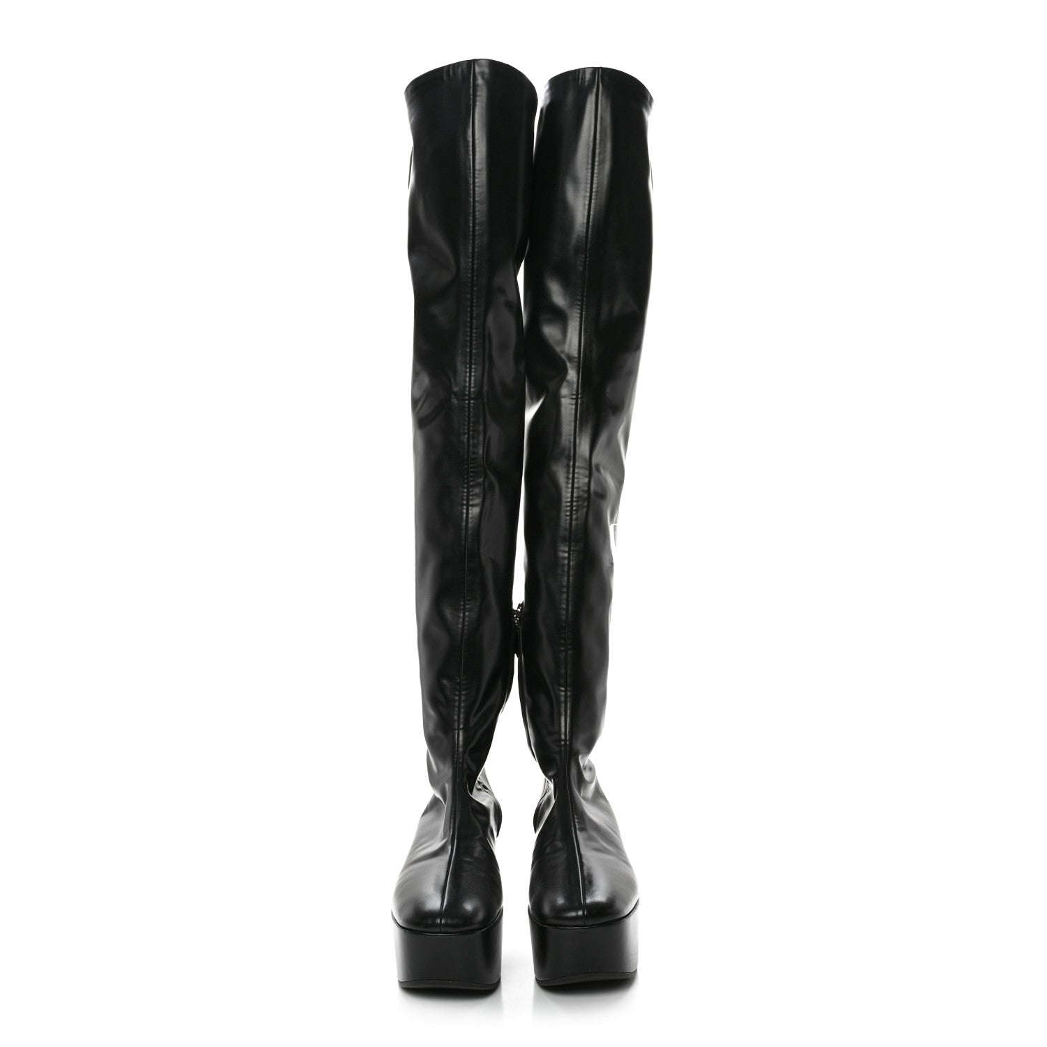 Prada Nappa Tech Logo Over the Knee 70mm Platform Boots 38.5 Black 2 of 11