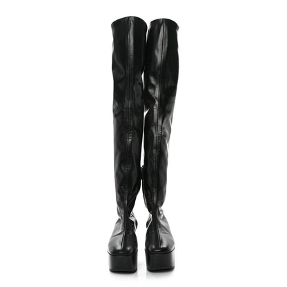 Prada Nappa Tech Logo Over the Knee 70mm Platform Boots 38.5 Black 2 of 11