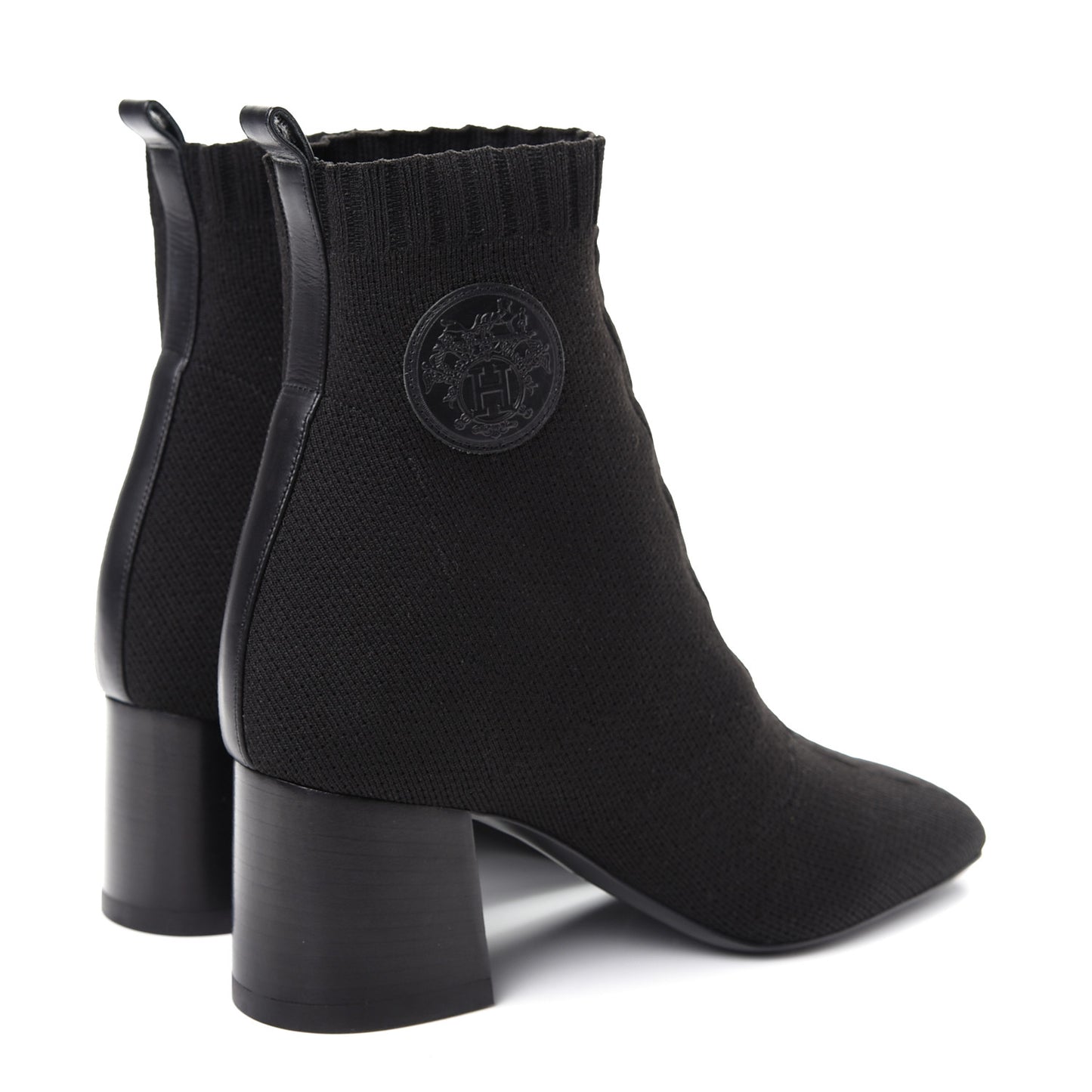 Knit Calfskin Volver Ankle Boots 38.5 Black