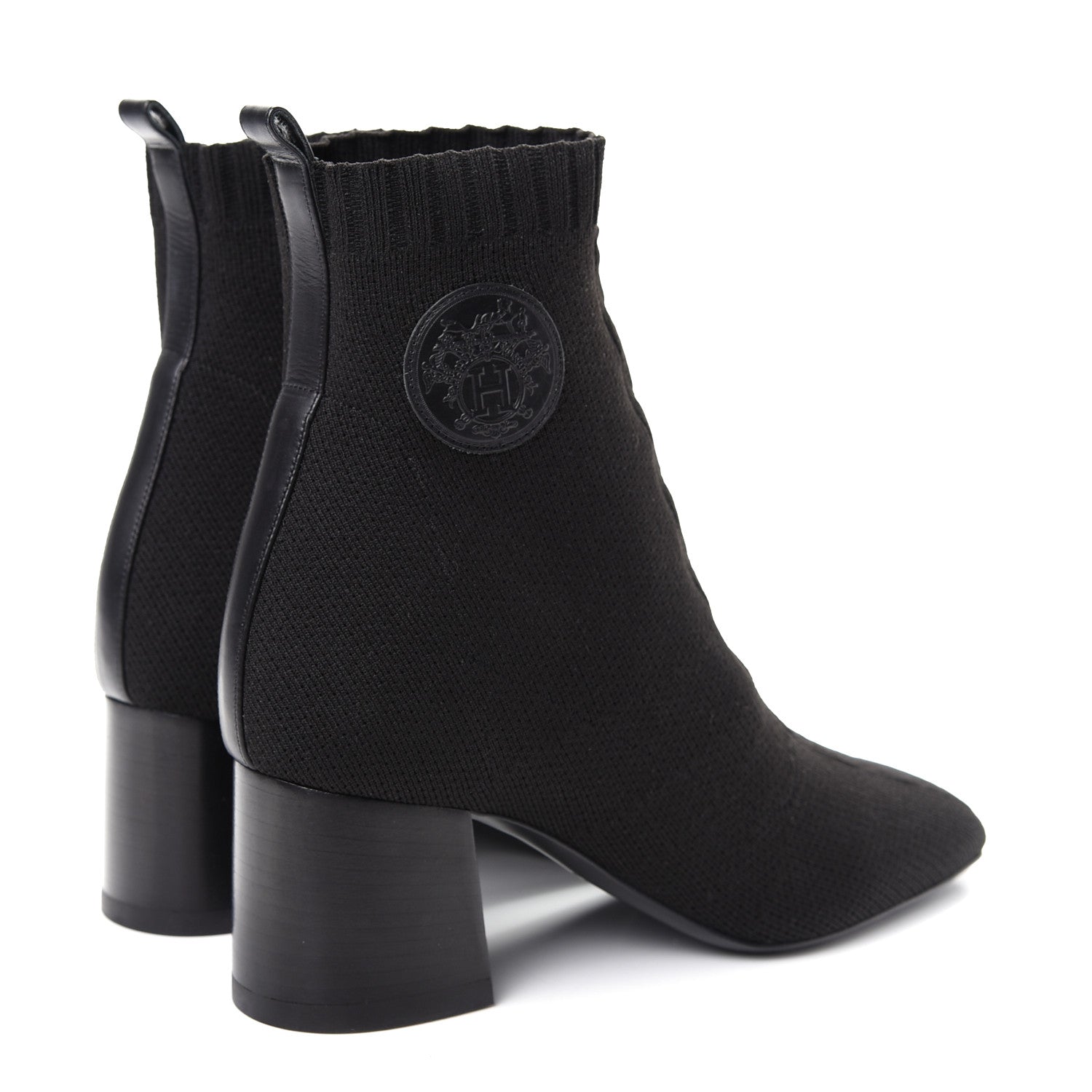 Hermes Knit Calfskin Volver Ankle Boots 38.5 Black 4 of 11