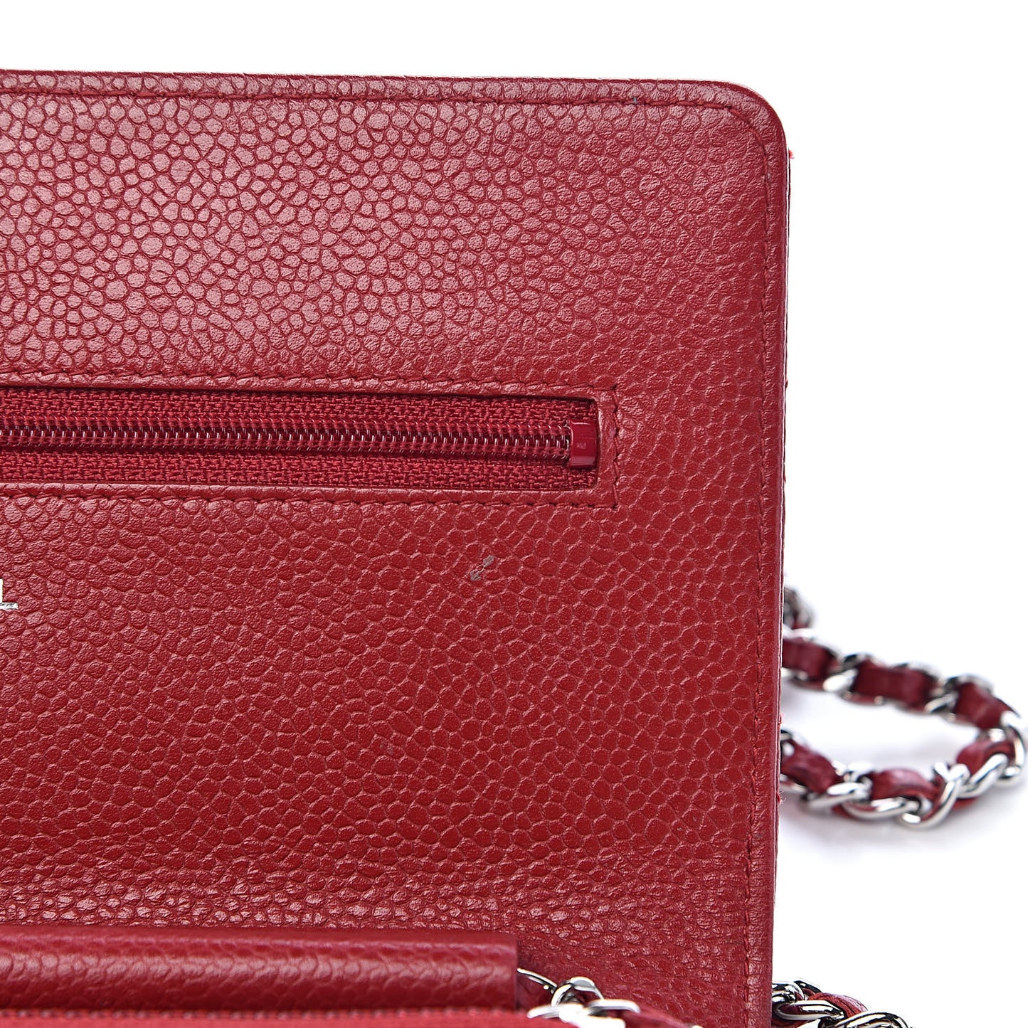 Caviar Quilted Wallet on Chain WOC Red