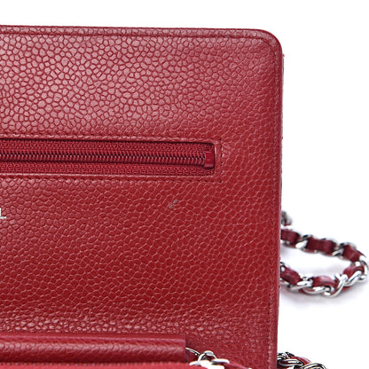 Chanel Caviar Quilted Wallet on Chain WOC Red 9 of 12