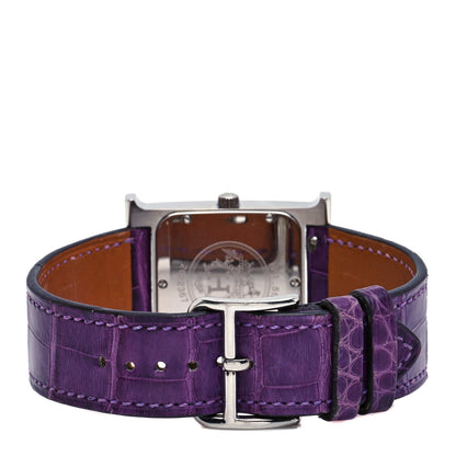 Hermes Stainless Steel Alligator 26mm Heure H Hour Quartz Watch Amethyst 3 of 5