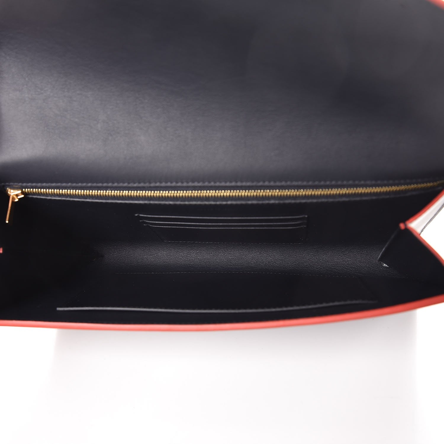 Celine Smooth Calfskin Trotteur Clutch Navy Blue Red 5 of 7