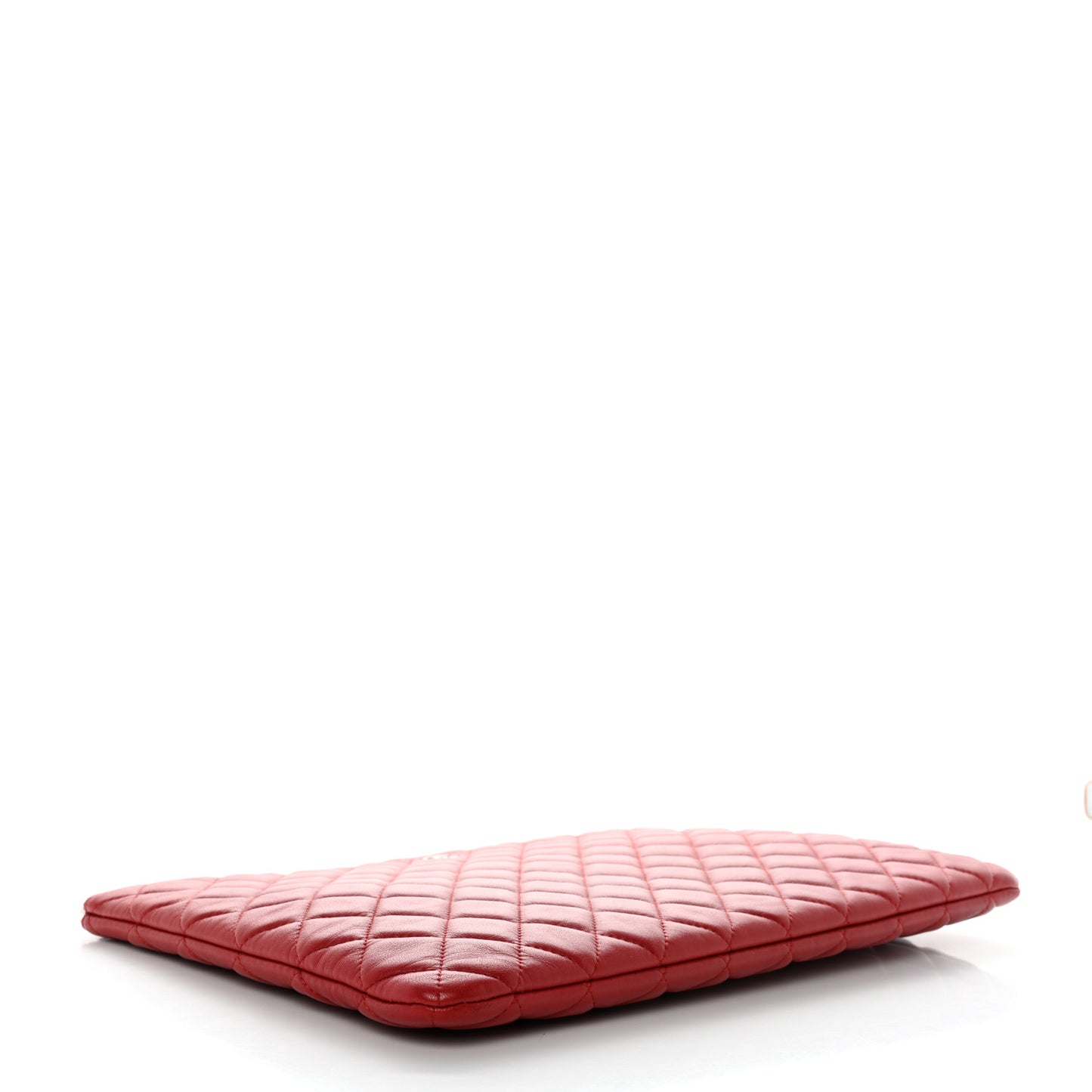 Lambskin Quilted Large Cosmetic Case Red