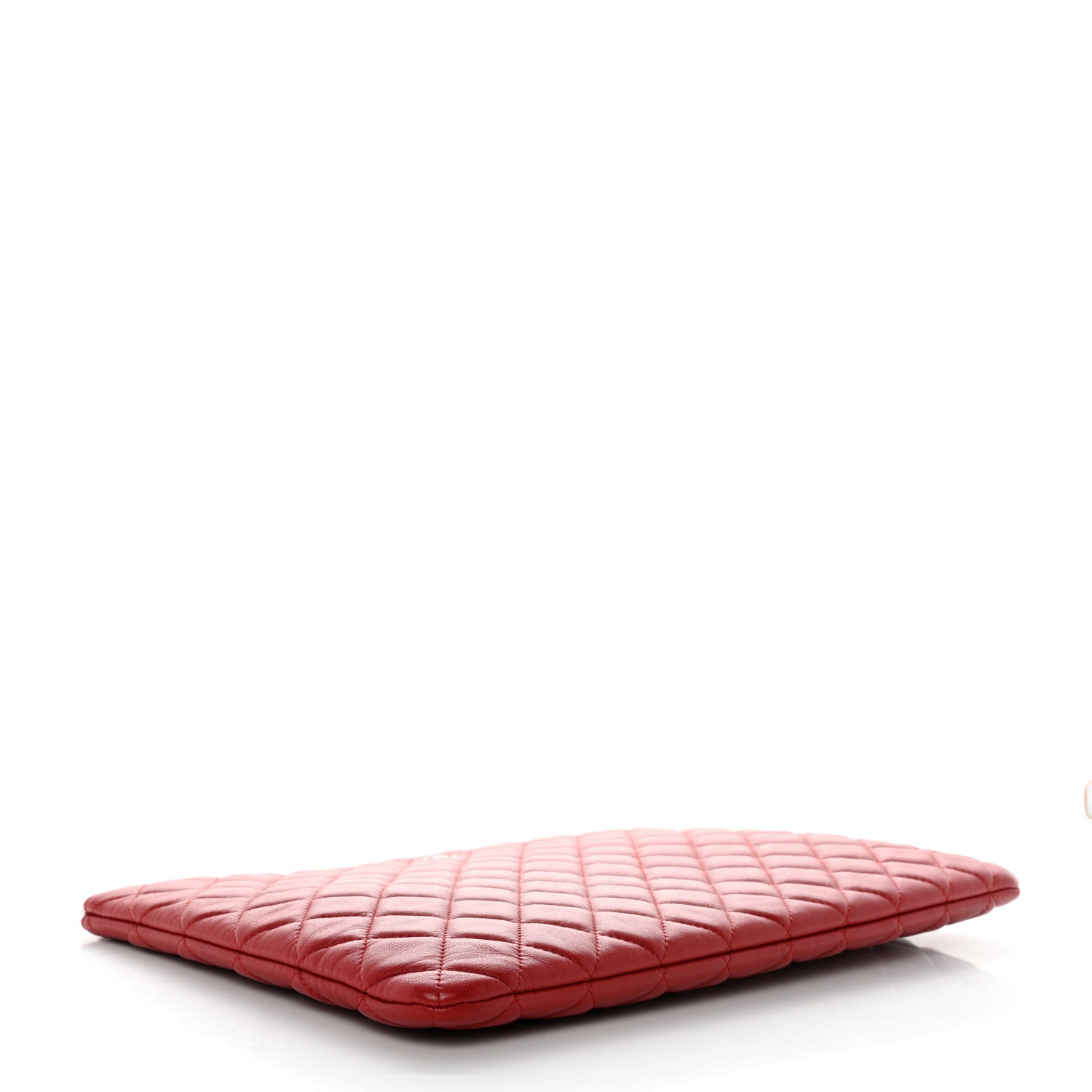 Chanel Lambskin Quilted Large Cosmetic Case Red 4 of 8