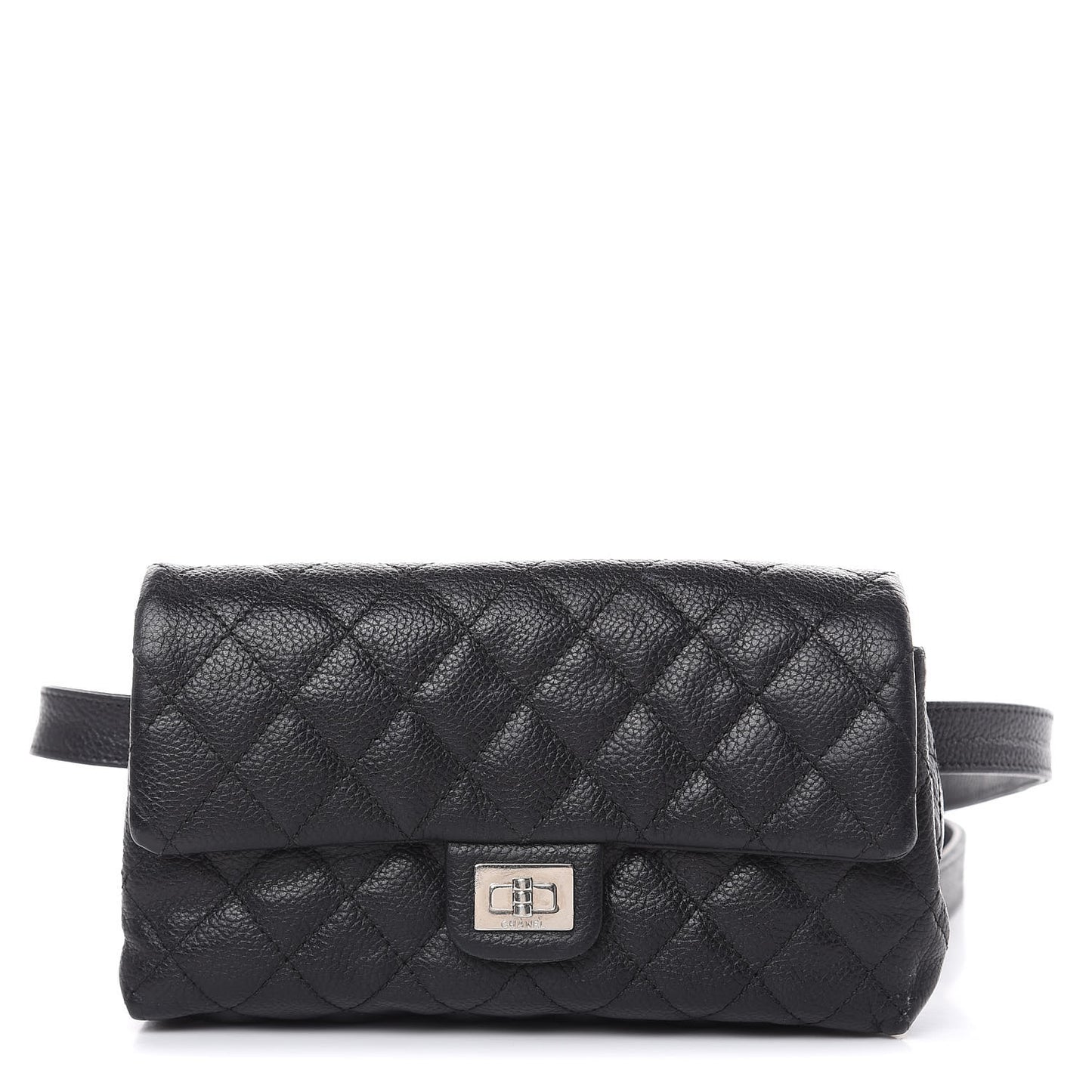 Grained Calfskin Quilted 2.55 Reissue Flap Belt Bag Clutch Black