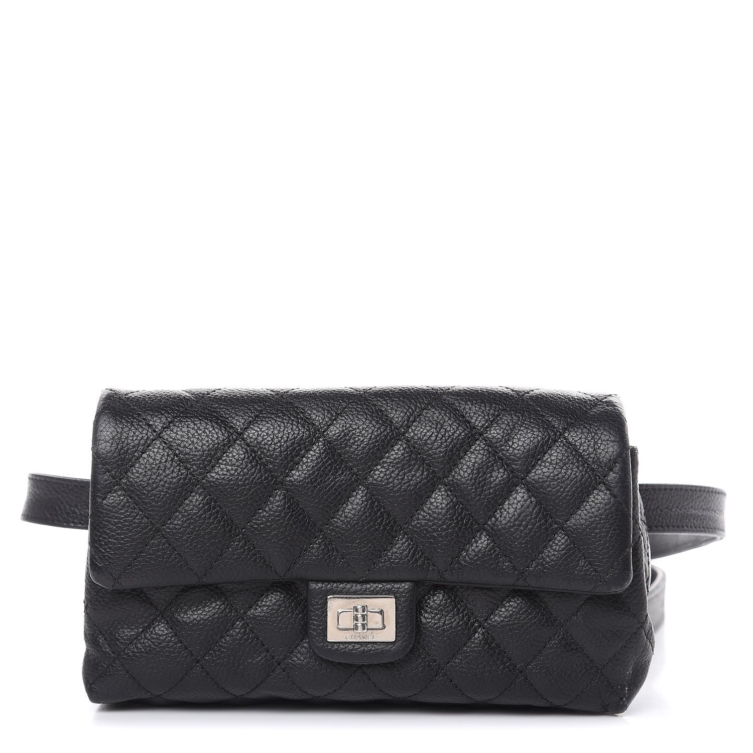 Chanel Grained Calfskin Quilted 2.55 Reissue Flap Belt Bag Clutch Black 1 of 17