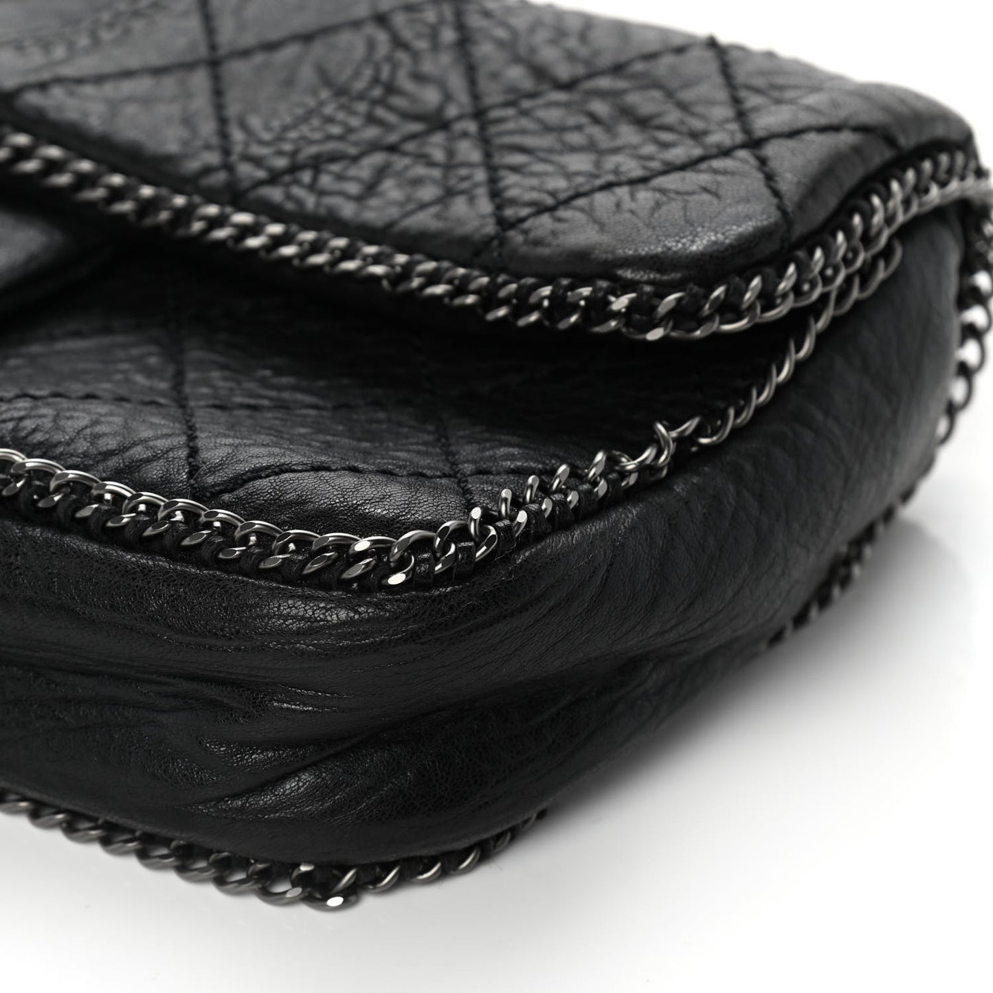 Distressed Lambskin Medium Leo Lion Flap Black