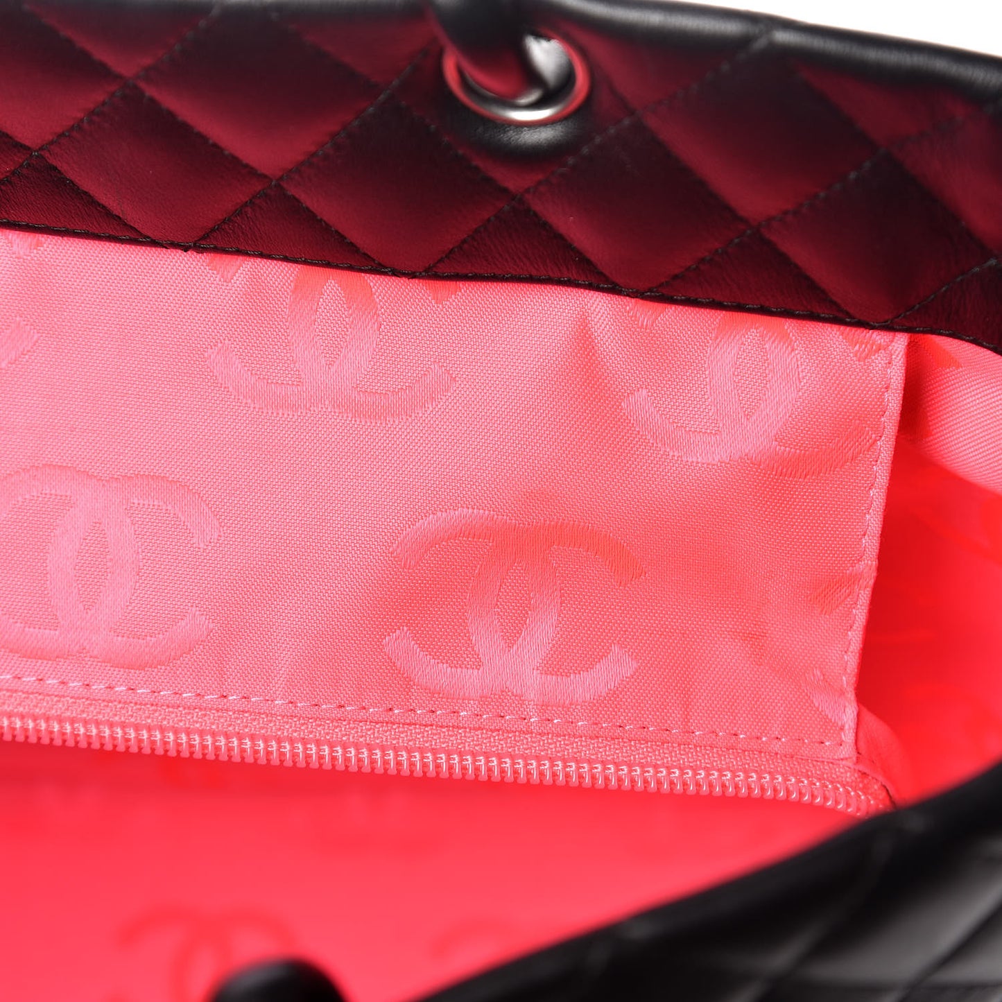 Calfskin Quilted Large Cambon Tote Black