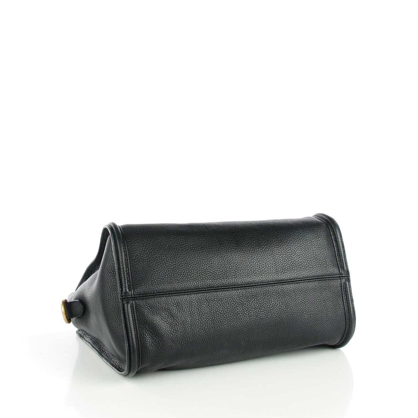 Pebbled Calfskin Medium Skull Padlock Zip Around Tote Black