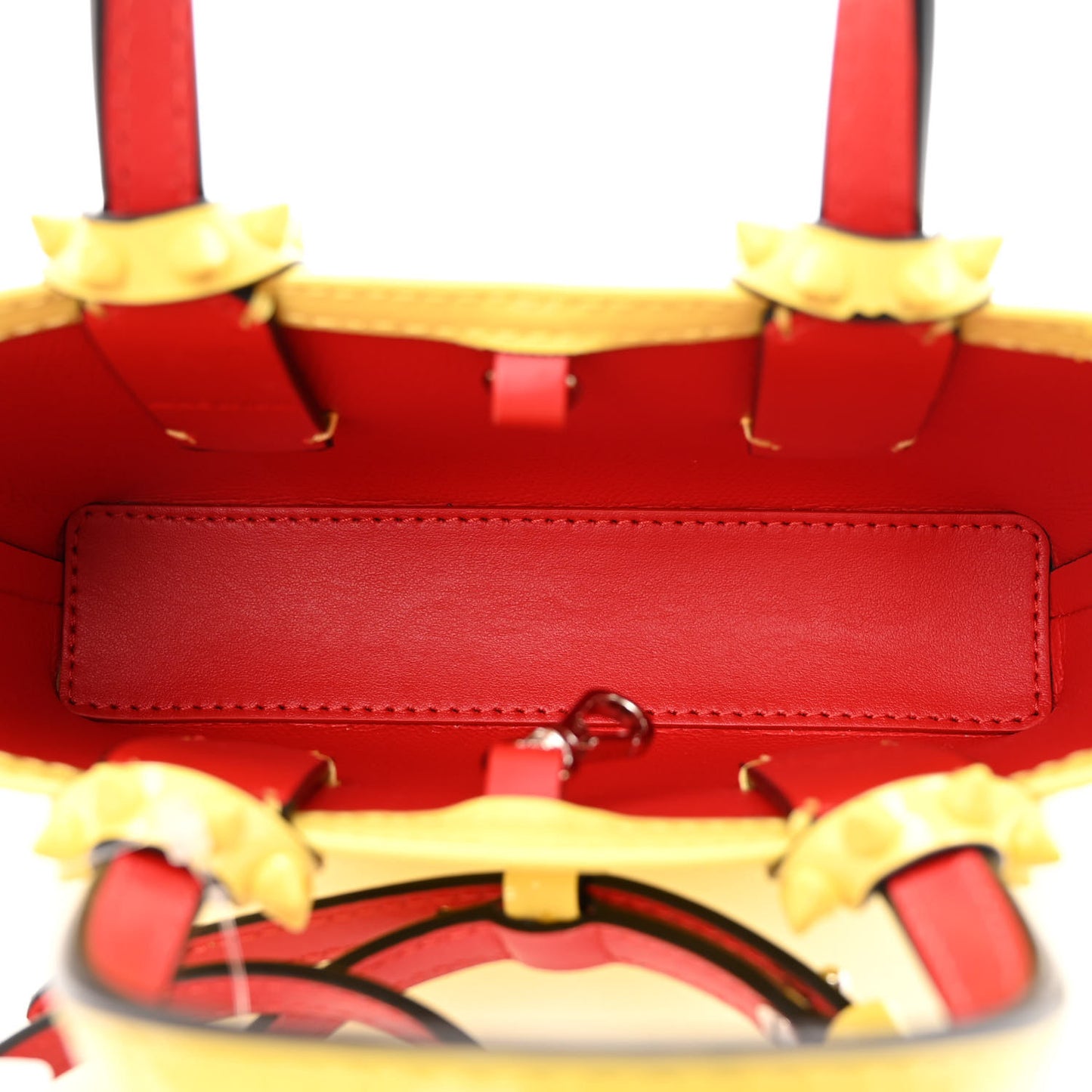 Patent Calfskin Spikes Mini East West Cabata Tote Yellow