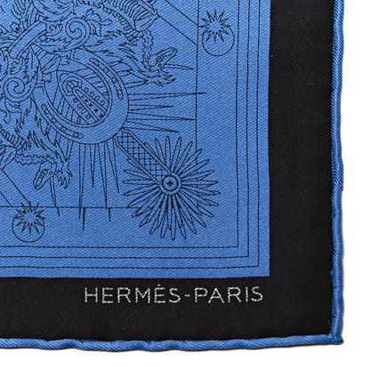 Hermes Silk C'est La Fete Pocket Square Bleu Moyen Black 4 of 4