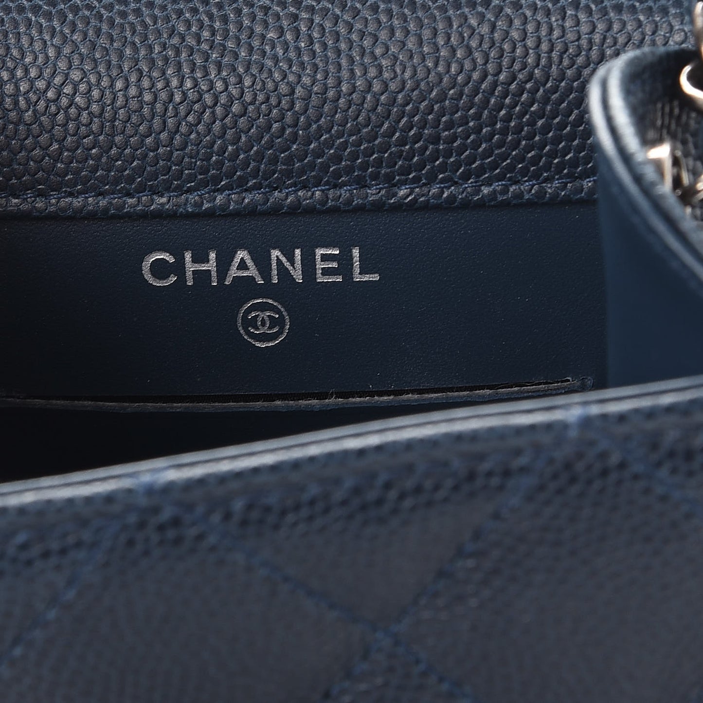Caviar Quilted Extra Mini Wallet On Chain WOC Blue