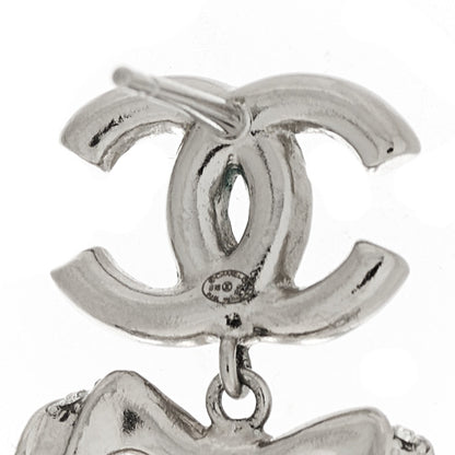 Chanel Crystal CC Bow Drop Earrings Silver 4 of 5