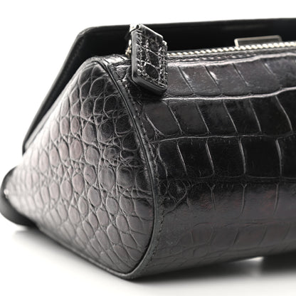 Givenchy Calfskin Crocodile Embossed Mini Pandora Box Crossbody Bag Black 9 of 14