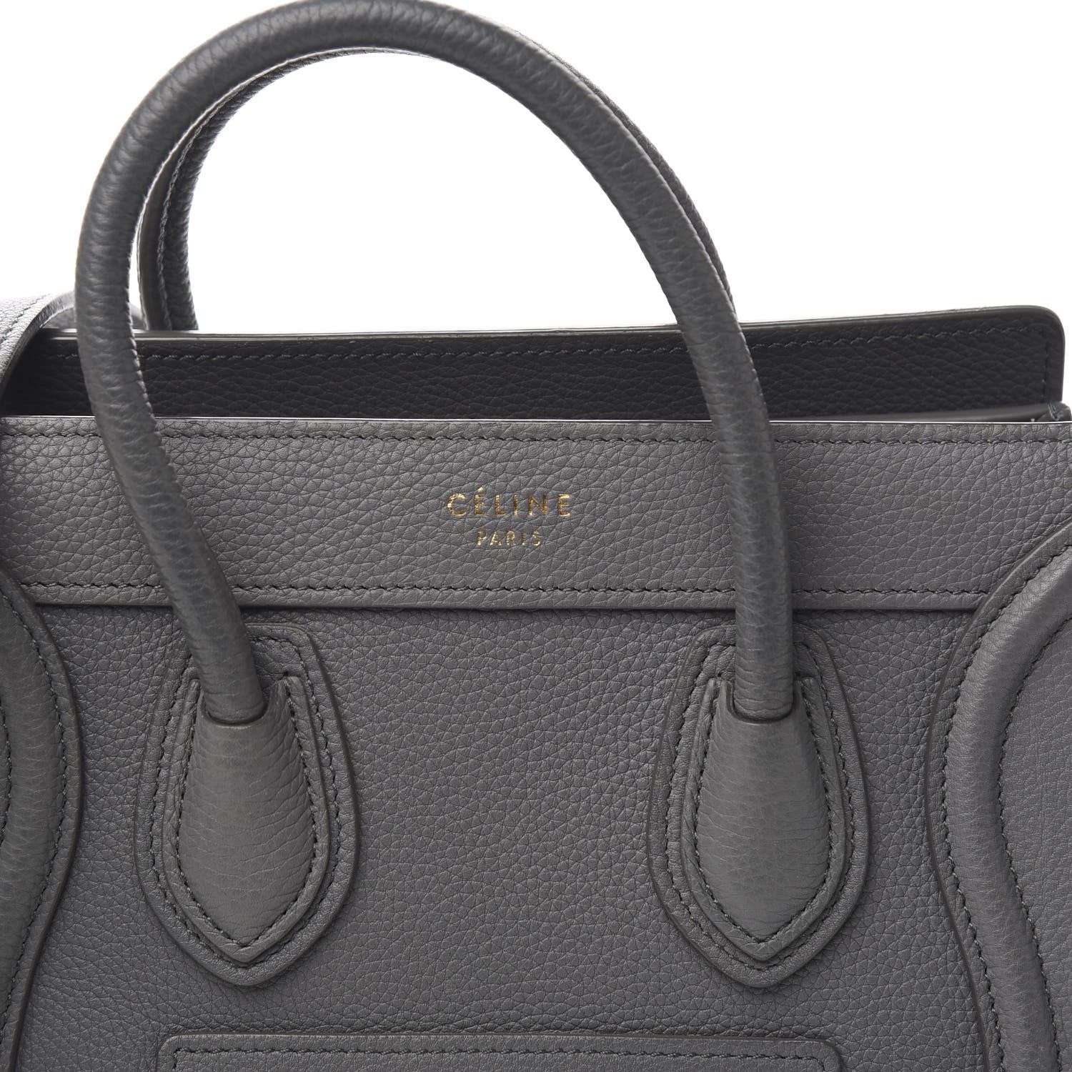 Celine Drummed Calfskin Nano Luggage Kohl 9 of 9