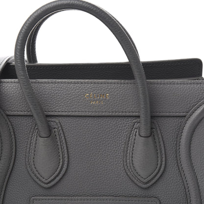 Celine Drummed Calfskin Nano Luggage Kohl 9 of 9