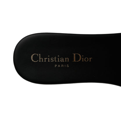 Christian Dior Canvas Embroidered Dway Mules Slide Sandals 37.5 Black 7 of 9
