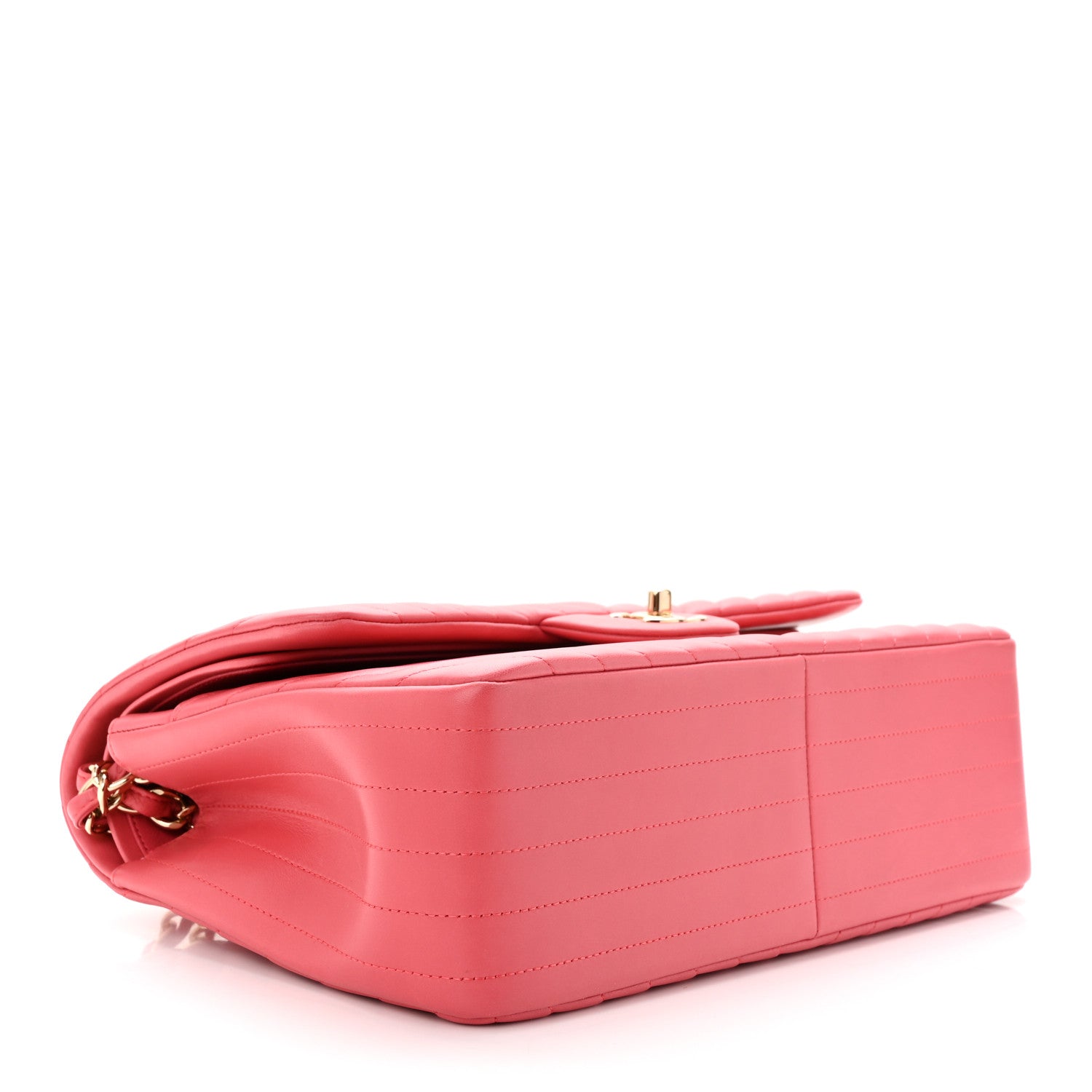 Chanel Lambskin Chevron Quilted Jumbo Double Flap Pink 4 of 10