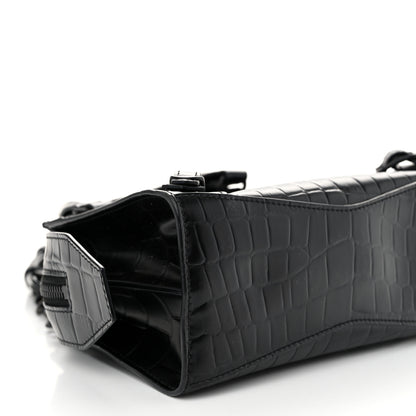 Balenciaga Semi Shiny Calfskin Crocodile Embossed Neo Classic Black Hardware Mini City Black 8 of 9