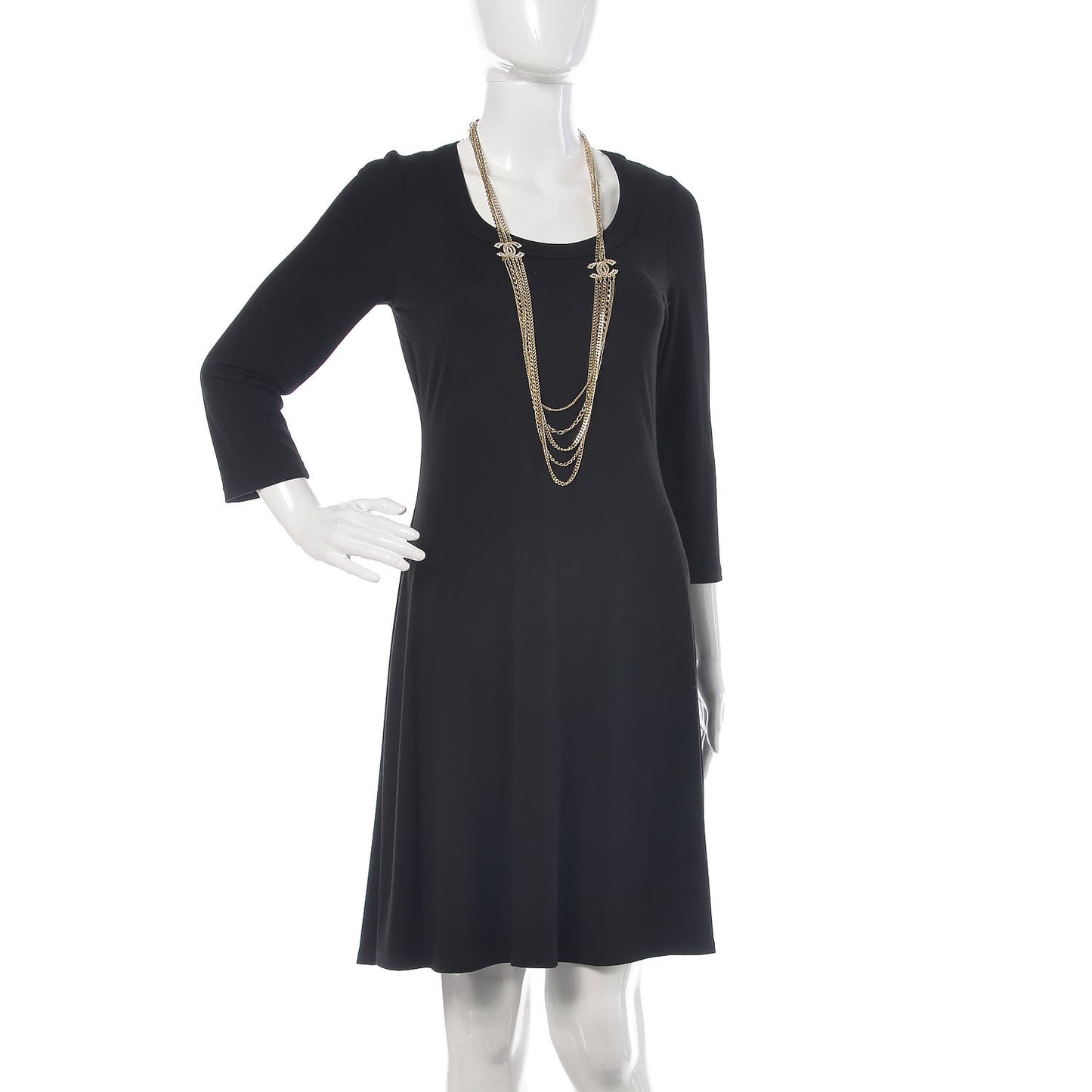 Multi Strand Chain Baguette Crystal CC Necklace Gold