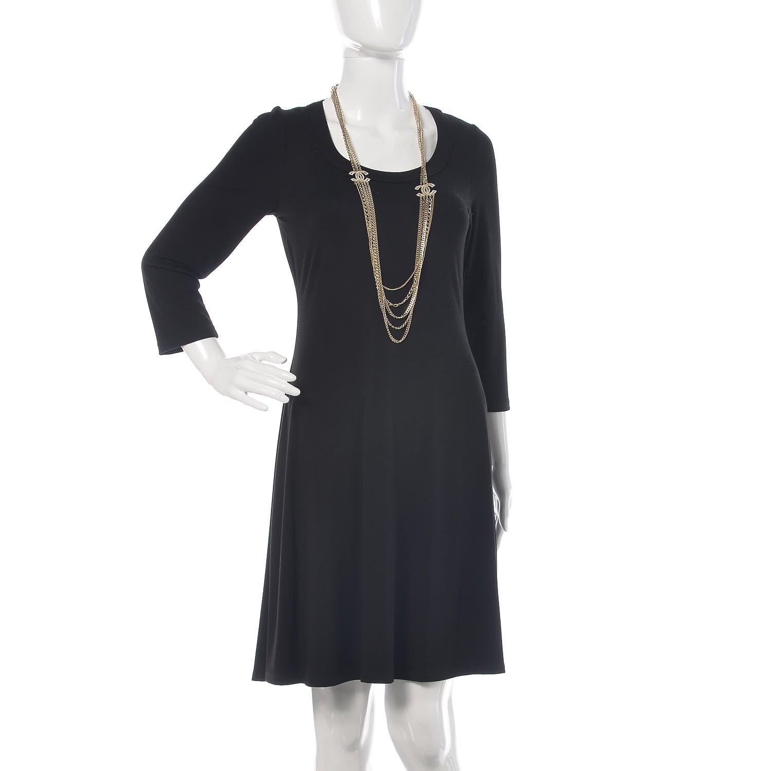 Chanel Multi Strand Chain Baguette Crystal CC Necklace Gold 2 of 7