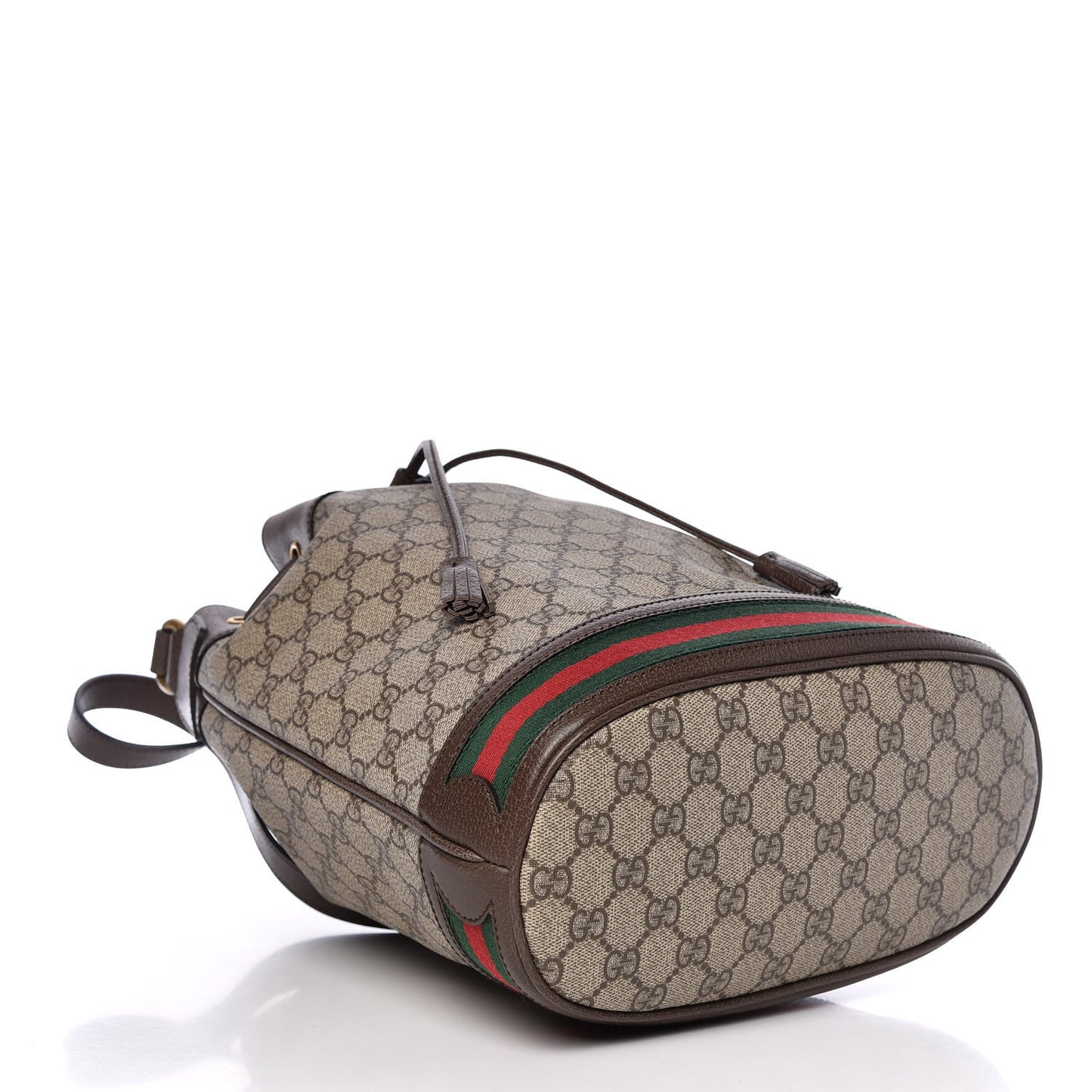 GG Supreme Monogram Web Ophidia Bucket Bag Brown