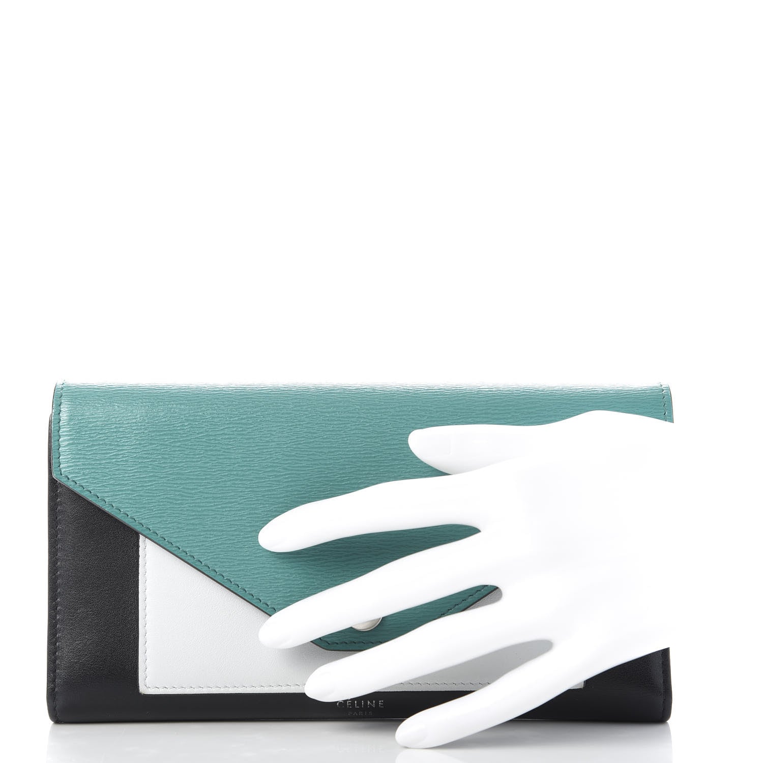 Celine Smooth Calfskin Pocket Tri-Fold Multifunction Envelope Flap Wallet Cactus 2 of 10