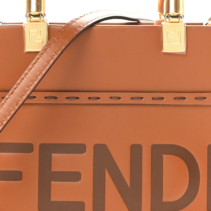 Fendi Vitello King Plexiglass Logo Embossed Mini Fendi Sunshine Shopper Tote Cuoio 8 of 10