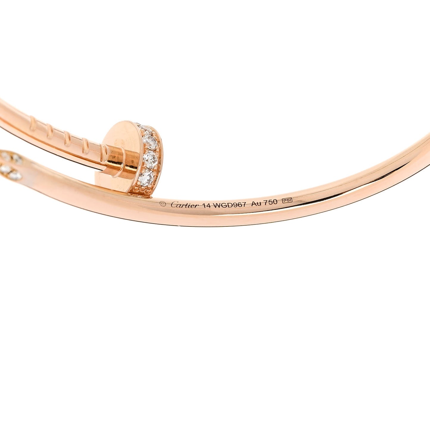 18K Pink Gold Diamond Small Juste Un Clou Bracelet 14
