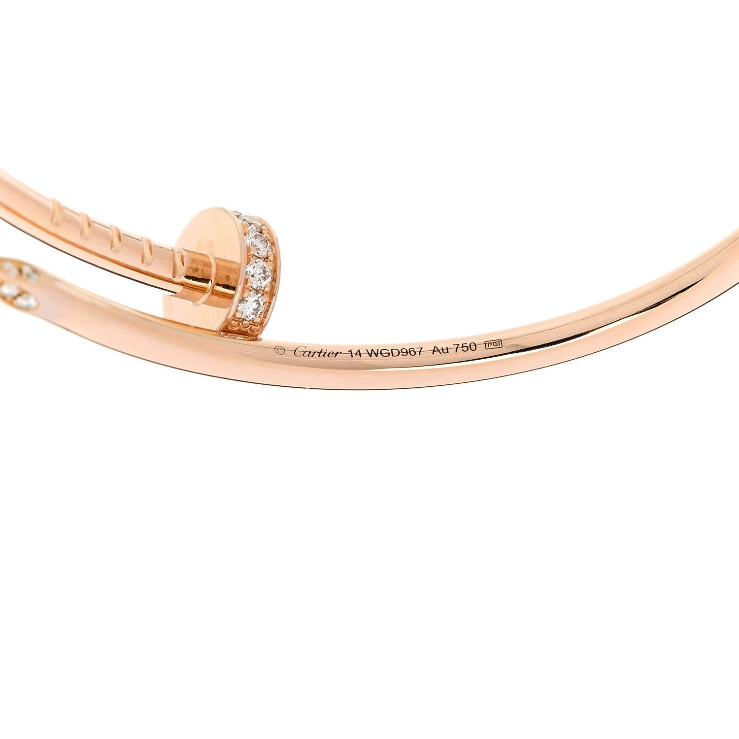 Cartier 18K Pink Gold Diamond Small Juste Un Clou Bracelet 14 4 of 5