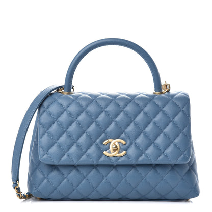 Chanel Caviar Quilted Small Coco Handle Flap Blue 1 of 9