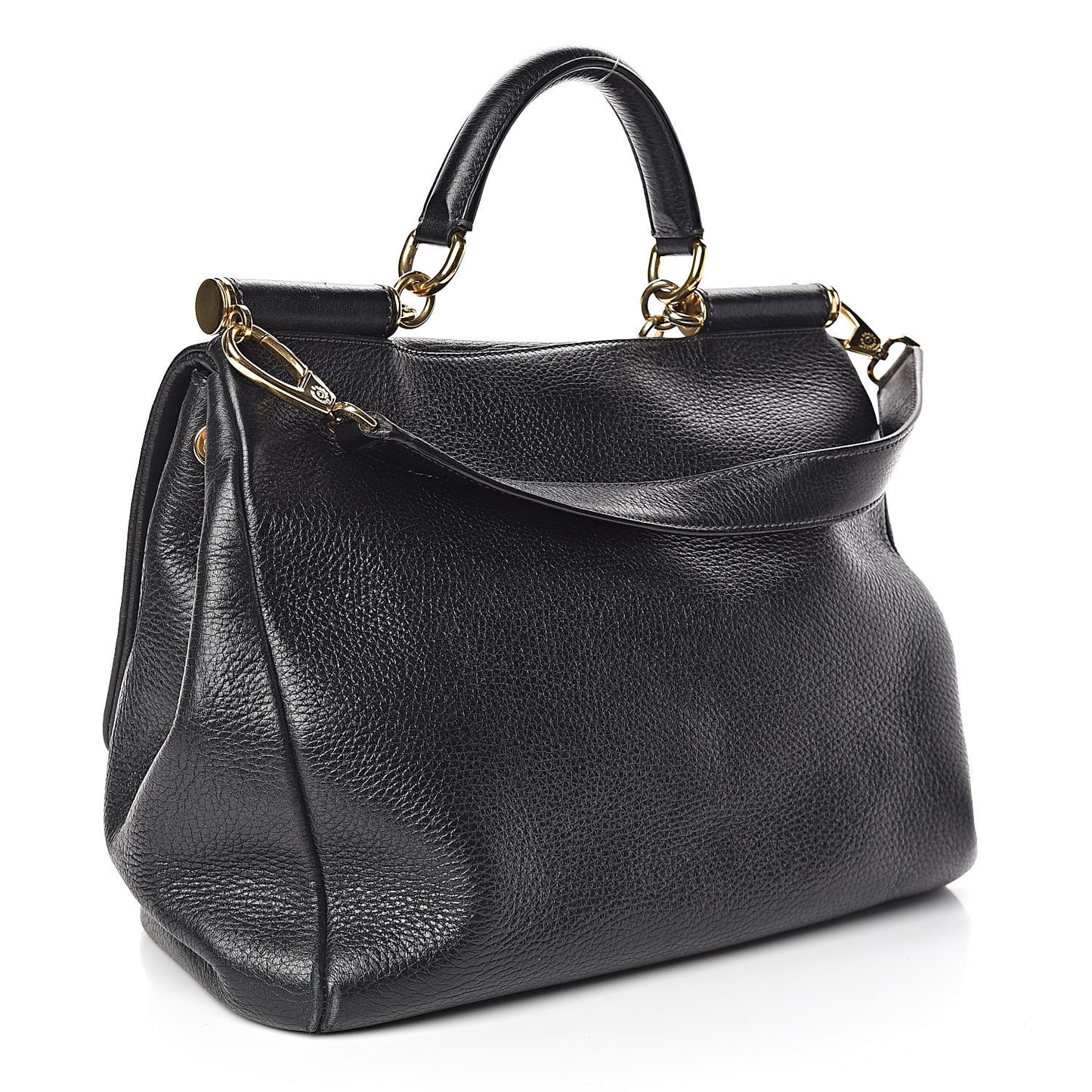 Grained Deerskin Large Miss Sicily Satchel Black