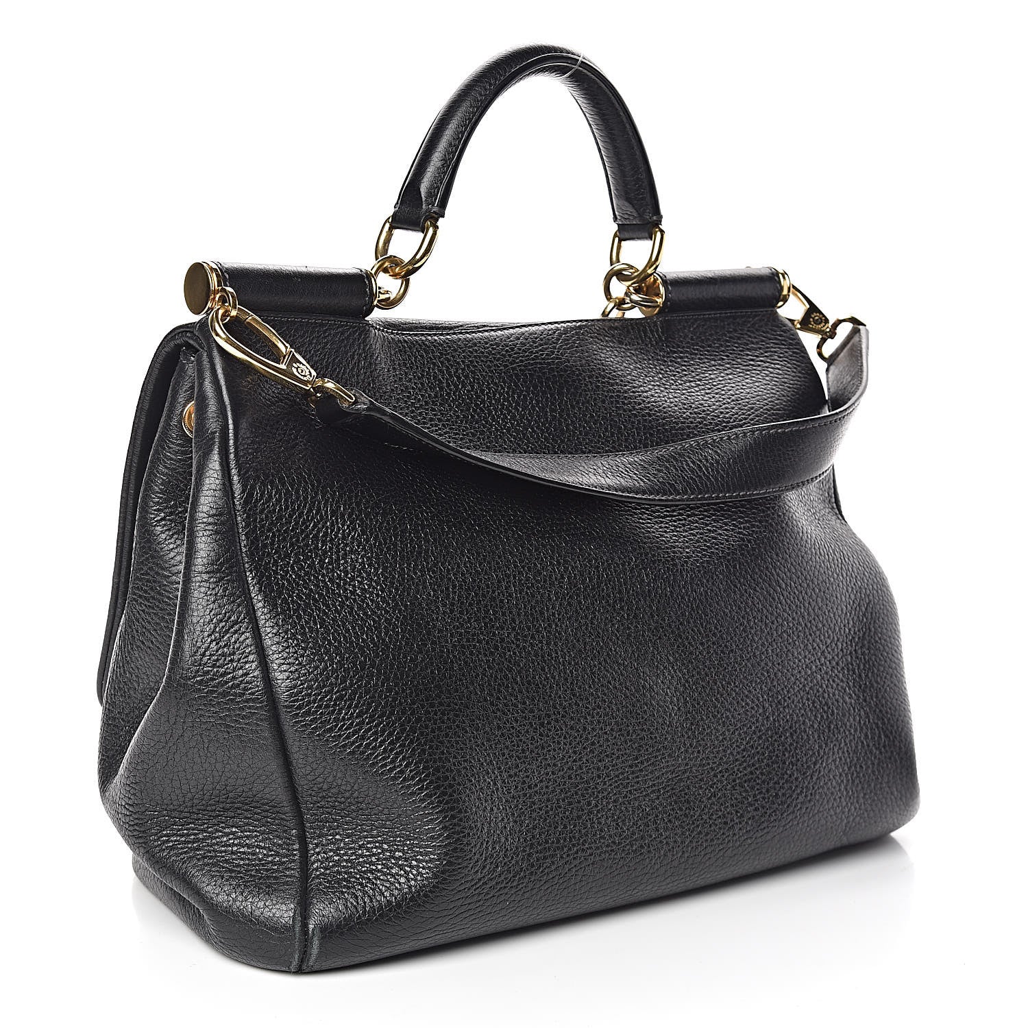Dolce & Gabbana Grained Deerskin Large Miss Sicily Satchel Black 3 of 9