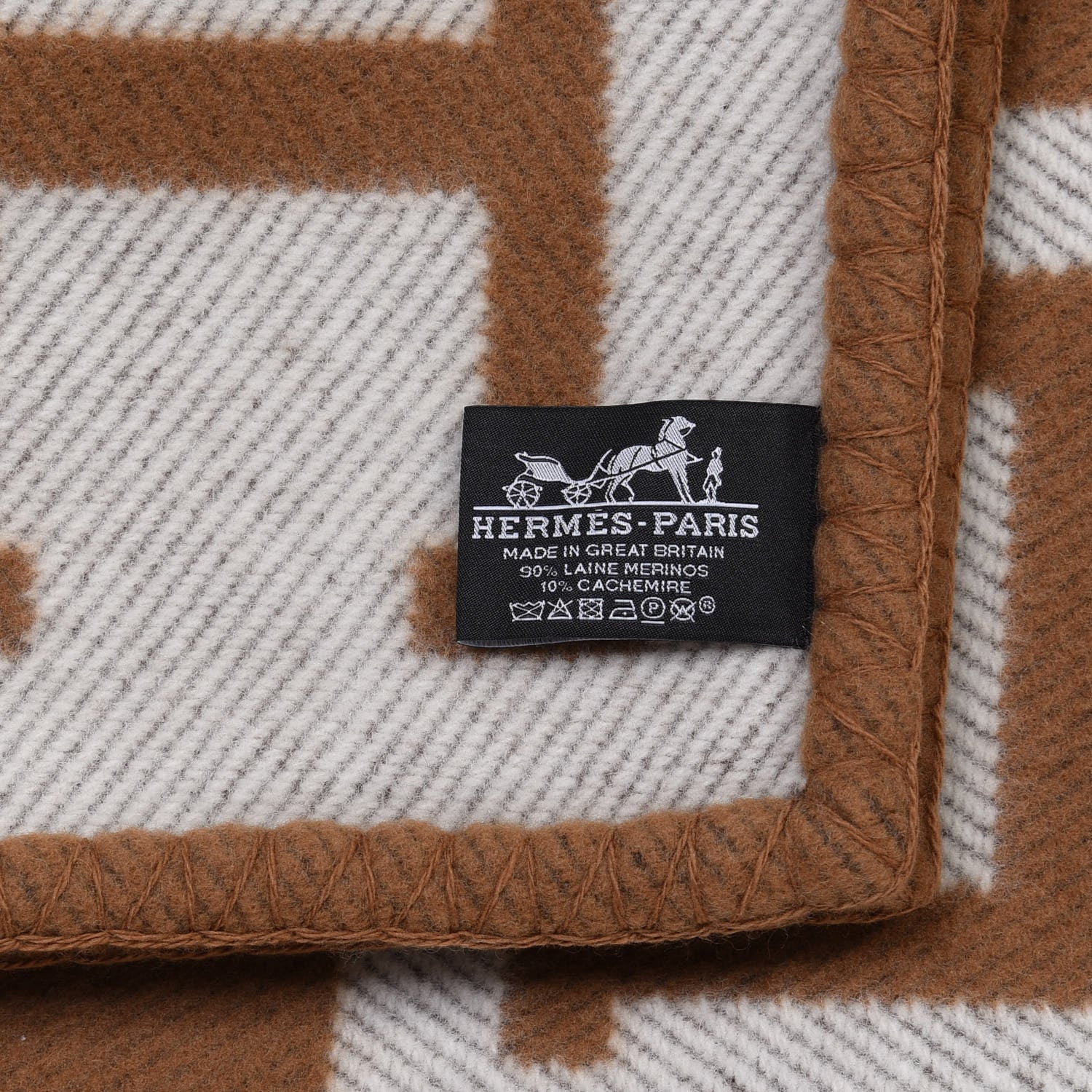 Hermes Wool Cashmere Avalon Blanket Ecru Camel 3 of 3