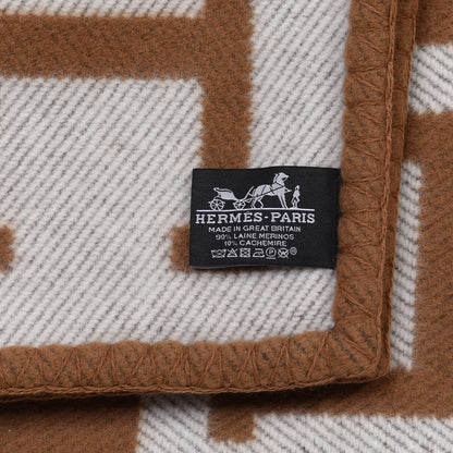 Hermes Wool Cashmere Avalon Blanket Ecru Camel 3 of 3