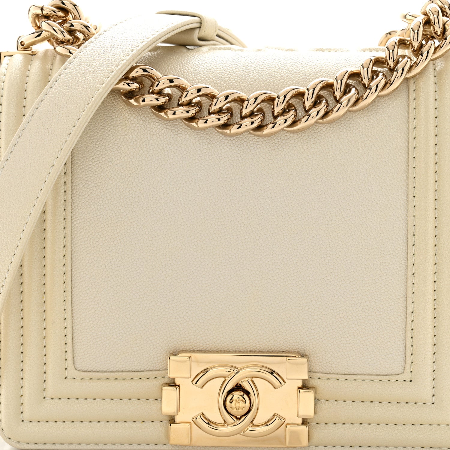 Chanel Iridescent Caviar Mini Boy Flap White 8 of 10